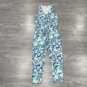Lilly Pulitzer Women’s M Paulina Jumpsuit Multicolor Blue Green Floral Summer